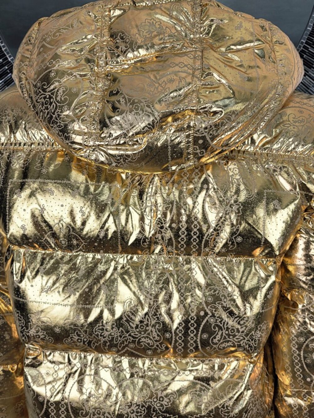 NWT~$225~LEVIS~SZ S~MENS GOLD METALLIC PUFFER BOMBER JACKET HOODED COAT POCKETS - Picture 12 of 16